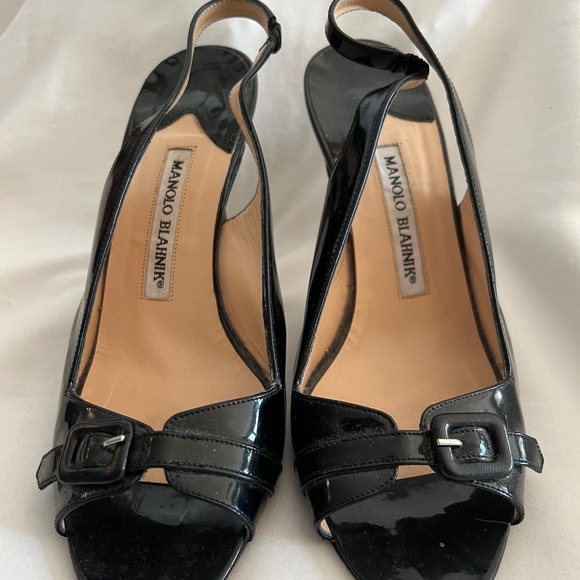 Escarpins Manolo Blahnik En Python à Bout Ouvert - Taille 7 US/UK/EUR - Occasion